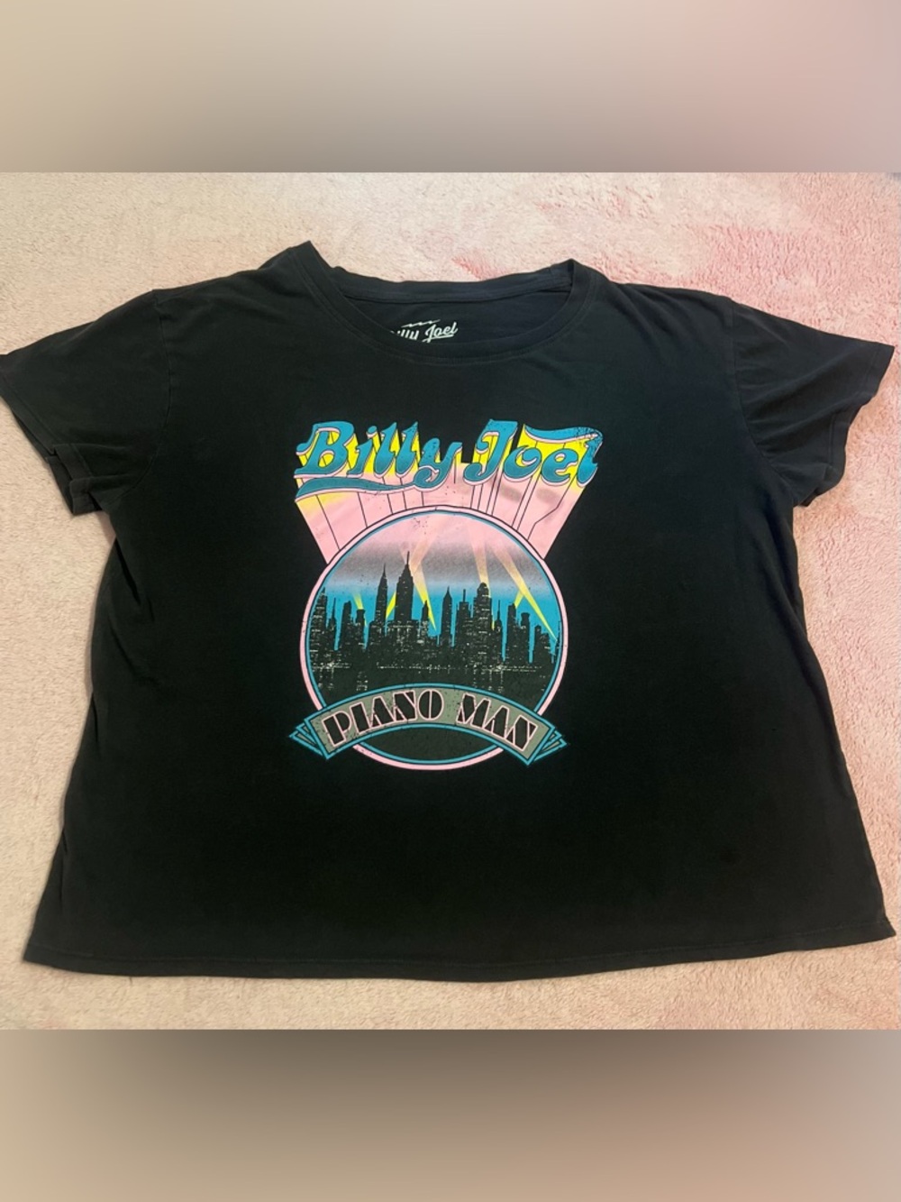 Billy Joel “Piano Man” Black Graphic Tee - Women Short Sleeve